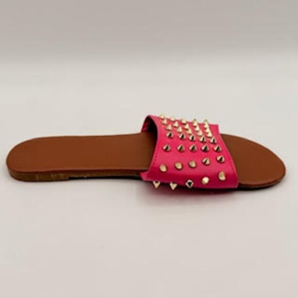 Hot Pink Studded Slide Sandals Flat Slip-On Women’s Size 7 - Picture 4 of 7